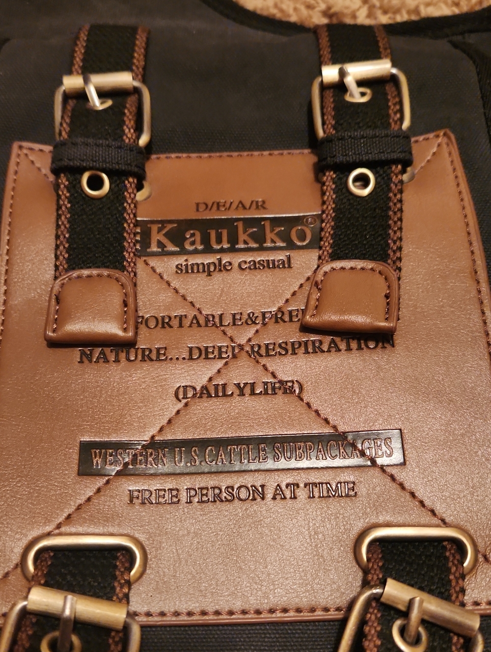 Kaukko Black and Brown Messenger Heavier Canvas Bag - Picture 2 of 13